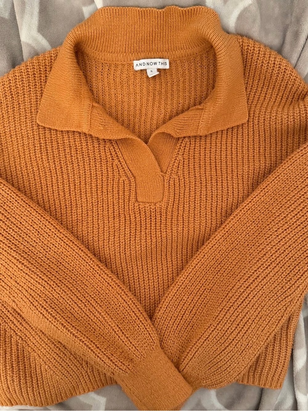 And Now This Women's Rust Orange Polo Knit Sweater
